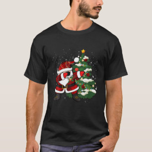 Dabbing Santa Christmas Tree Lights Xmas Tee