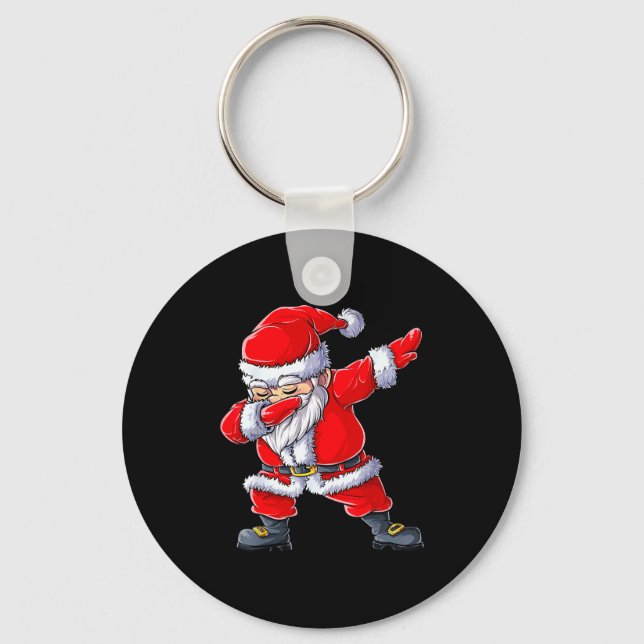 Dabbing Santa Claus Christmas Boys Men Funny Xmas  Key Ring (Front)
