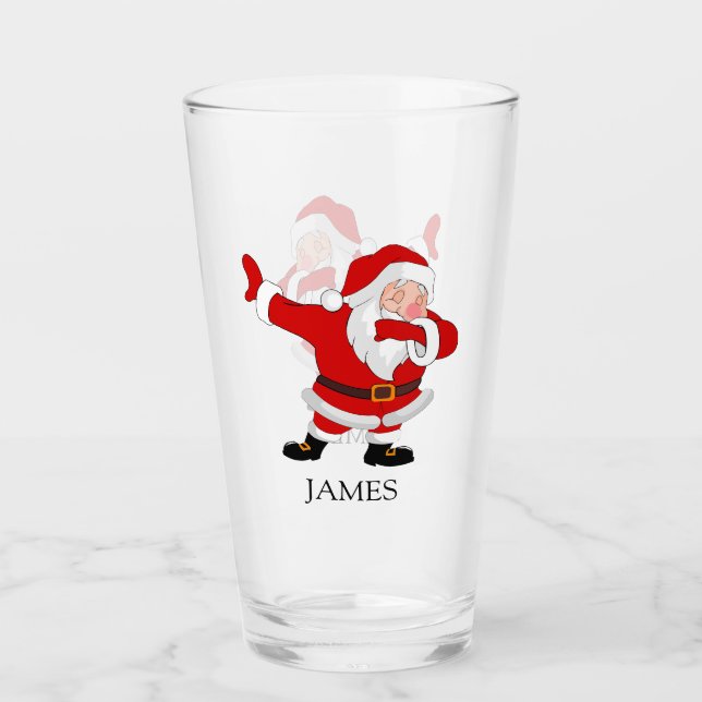 Dabbing Santa Claus Christmas Holiday Dab Name Glass (Front)