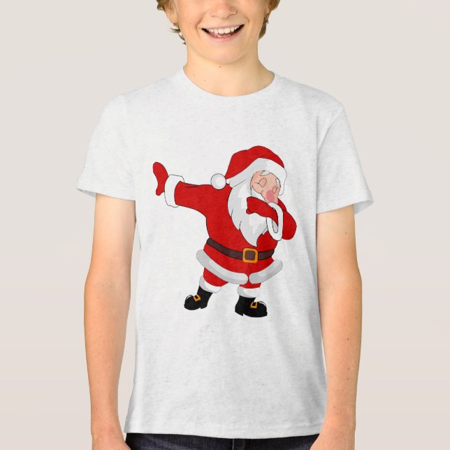Dabbing Santa Claus Christmas Holiday Dab Tri-Blend Shirt (Front)
