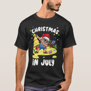 Dabbing Santa Claus Christmas In July Xmas Beach V T-Shirt