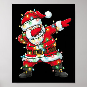 Dabbing Santa Claus Christmas Lights Xmas Dab Men Poster