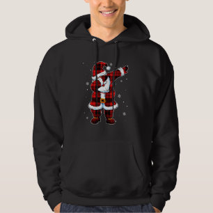 Dabbing Santa Claus Christmas Plaid Red Santa Cos Hoodie