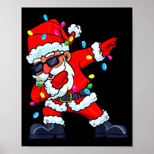 Dabbing Santa Claus Christmas Tree Lights Boys Kid Poster
