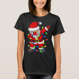 Dabbing Santa Claus Christmas Tree Lights Boys Kid T-Shirt