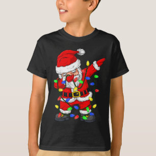 Dabbing Santa Claus Christmas Tree Lights Boys Kid T-Shirt