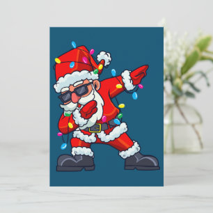Dabbing Santa Claus Christmas Tree Lights Boys Kid Thank You Card
