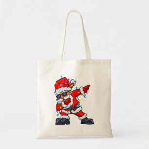 Dabbing Santa Claus Christmas Tree Lights Boys Kid Tote Bag