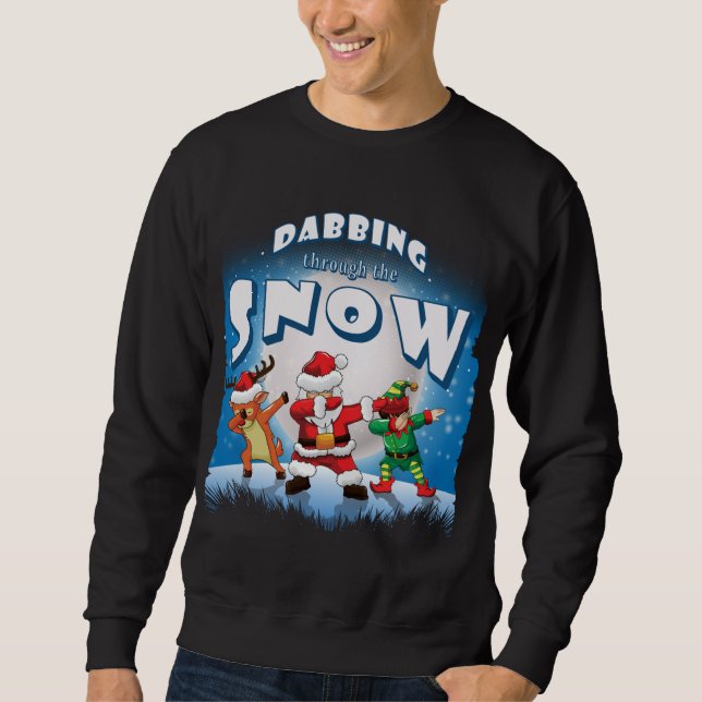 Dabbing Santa Claus Elf Reindeer Christmas Squad P Sweatshirt (Front)