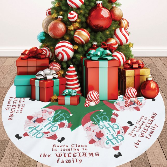 Dabbing Santa Claus Family Name Christmas Brushed Polyester Tree Skirt (Dabbing Santa Claus Family Name Christmas Brushed Polyester Tree Skirt Get ready Santa is coming)