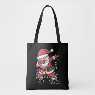 Dabbing Santa Claus Funny Christmas Lights Tote Bag