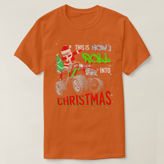Dabbing Santa Claus Monster Truck Boys Christmas X T-Shirt (Design Front)
