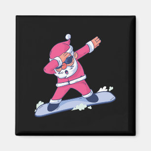 Dabbing Santa Claus Snowboarding Gift For Boys Kid Magnet