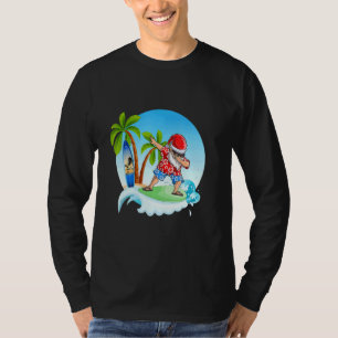 Dabbing Santa Claus Surfing Summer Christmas In Ju T-Shirt