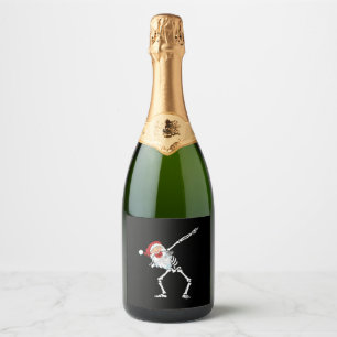 Dabbing Santa dab dance skeleton Sparkling Wine Label