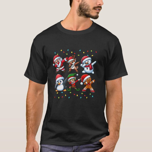 Dabbing Santa Elf Christmas Squad Boys Girls Holid T-Shirt (Front)