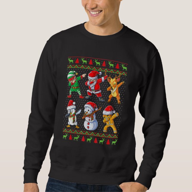 Dabbing Santa Elf Friends  Christmas 1 Sweatshirt (Front)