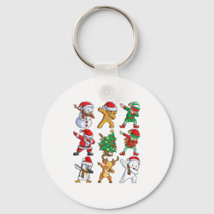 Dabbing Santa Elf Friends Christmas Boys Girls Men Key Ring