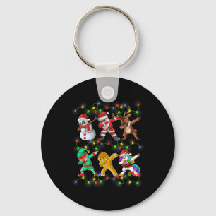 Dabbing Santa Elf Friends Christmas Boys Girls Men Key Ring