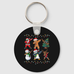Dabbing Santa Elf Friends Christmas Boys Girls Men Key Ring
