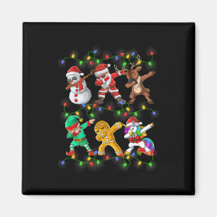 Dabbing Santa Elf Friends Christmas Boys Girls Men Magnet