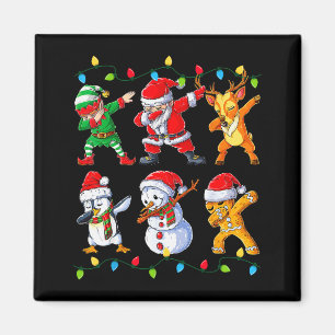Dabbing Santa Elf Friends Christmas Boys Girls Men Magnet