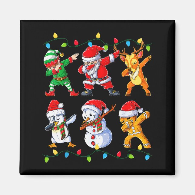 Dabbing Santa Elf Friends Christmas Boys Girls Men Magnet (Front)