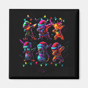 Dabbing Santa Elf Friends Christmas Boys Girls Men Magnet