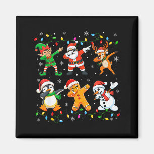 Dabbing Santa Elf Friends Christmas Boys Girls Men Magnet