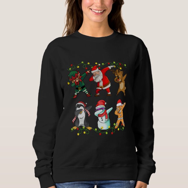 Dabbing Santa Elf Friends Christmas Boys Girls Men Sweatshirt (Front)