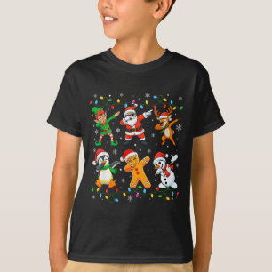 Dabbing Santa Elf Friends Christmas Boys Girls Men T-Shirt