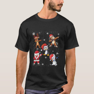 Dabbing Santa Elf Friends Christmas Boys Girls Men T-Shirt