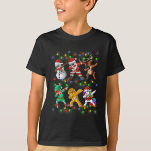 Dabbing Santa Elf Friends Christmas Boys Girls Men T-Shirt
