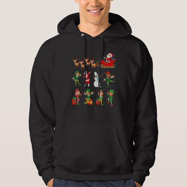 Dabbing Santa Elf Friends Christmas Boys Men  Xmas Hoodie (Front)