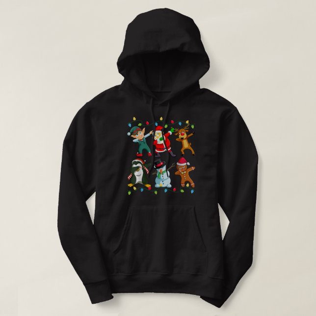 Dabbing Santa Elf Friends Christmas Kids Boys Men  Hoodie (Design Front)