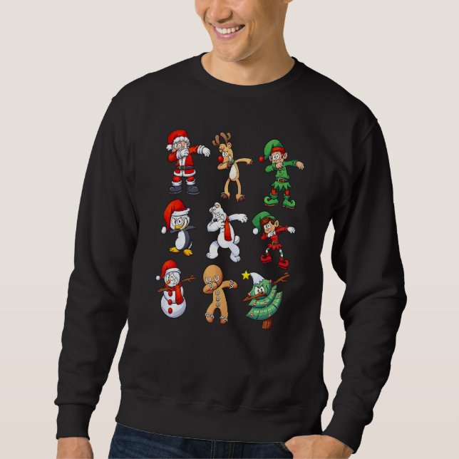 Dabbing Santa Elf Friends Christmas Kids Boys Men  Sweatshirt (Front)