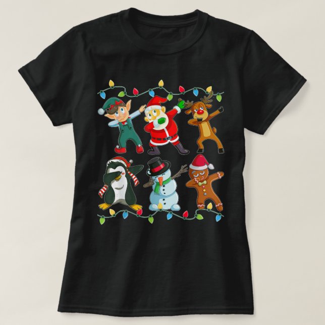 Dabbing Santa Elf Friends Christmas Kids Boys Men  T-Shirt (Design Front)
