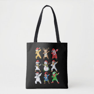 Dabbing Santa Elf Friends Christmas Tote Bag