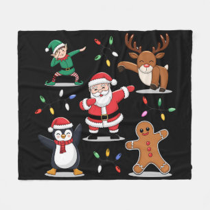 Dabbing Santa Elf Friends Christmas Xmas Dab Fleece Blanket