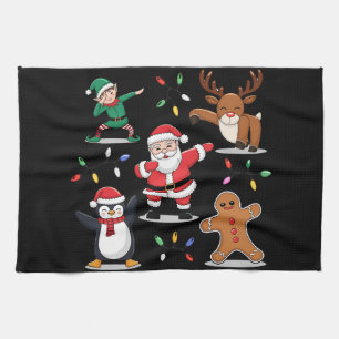 Dabbing Santa Elf Friends Christmas Xmas Dab Tea Towel