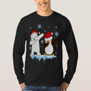 Dabbing Santa Elf Graphic Polarbear and Penguin Da T-Shirt