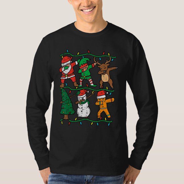 Dabbing Santa Elf Reindeer Dab Xmas PJs Christmas  T-Shirt (Front)
