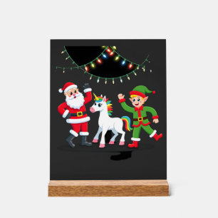 Dabbing Santa Elf Unicorn Christmas Kids Boys Men  Acrylic Sign