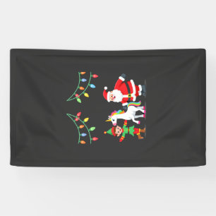 Dabbing Santa Elf Unicorn Christmas Kids Boys Men Banner