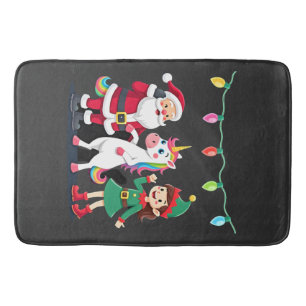 Dabbing Santa Elf Unicorn Christmas Kids Boys Men  Bath Mat