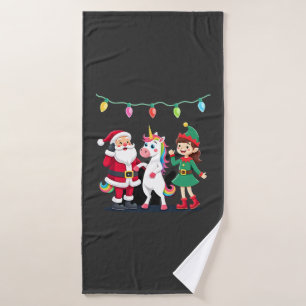 Dabbing Santa Elf Unicorn Christmas Kids Boys Men  Bath Towel