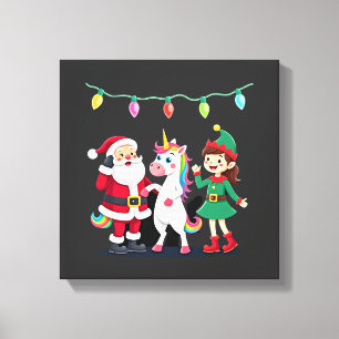 Dabbing Santa Elf Unicorn Christmas Kids Boys Men Canvas Print