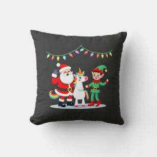 Dabbing Santa Elf Unicorn Christmas Kids Boys Men  Cushion