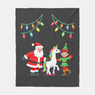 Dabbing Santa Elf Unicorn Christmas Kids Boys Men  Fleece Blanket
