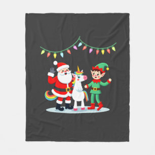 Dabbing Santa Elf Unicorn Christmas Kids Boys Men  Fleece Blanket